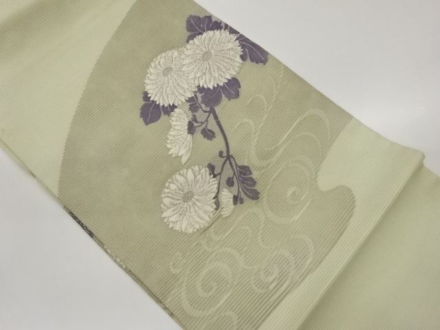 JAPANESE NAGOYA OBI FOR SUMMER / WOVEN KIKU